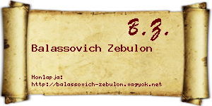 Balassovich Zebulon névjegykártya